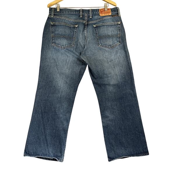 Lucky Brand Jeans 36 X 27" Hemmed Blue Hipster Wash Slim Bootleg Buttonfly Denim - Picture 2 of 15